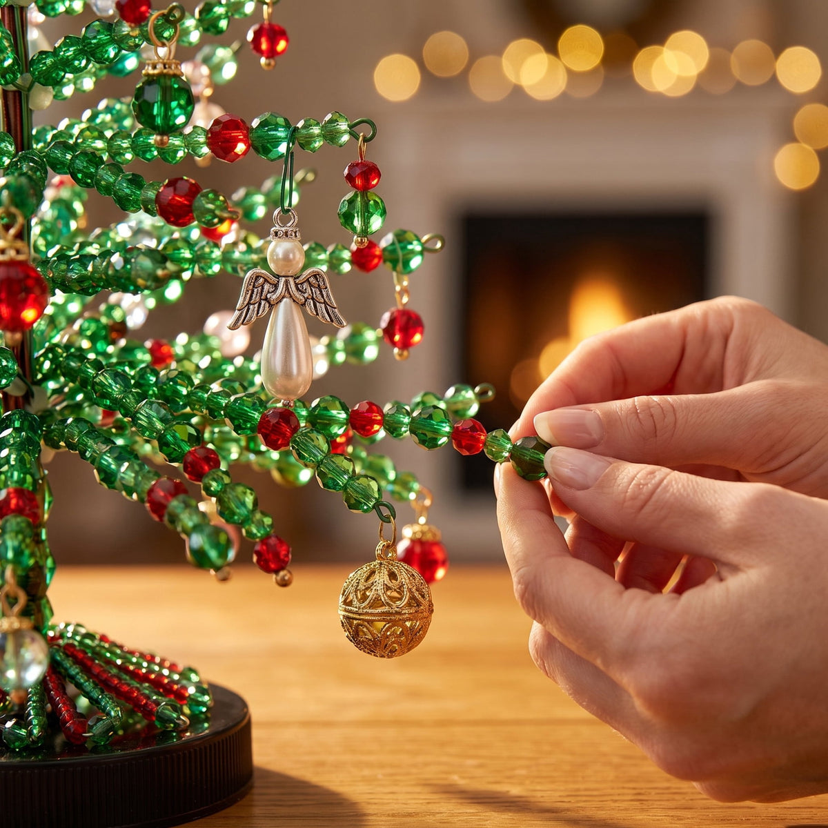 DIY Beaded Christmas Tree Kit, Christmas Decorations Handmade Beads Craft Set, Sparkling Crystal Xmas Ornaments for Tabletop Christmas Decor, Holiday Gifts for Adults by MPOISVA