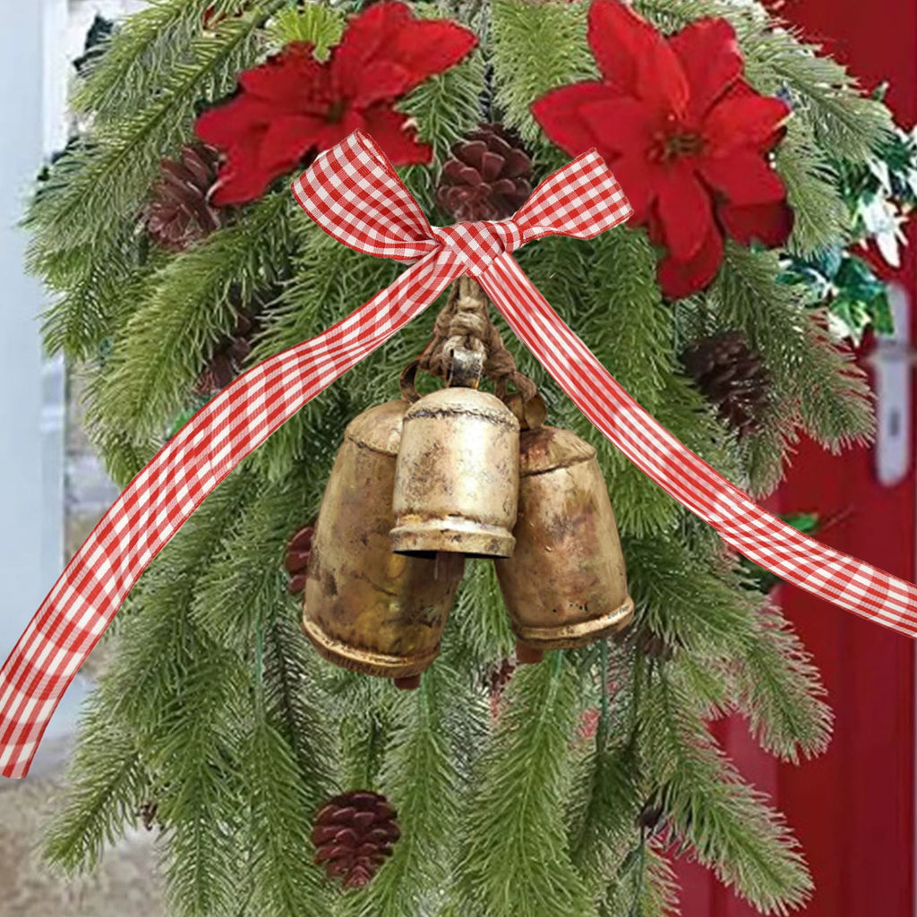 Clearance Christmas Decoration Christmas Decor Xmas Gifts Set Of 3 Christmas Bell Brass Cow Shabby Style Metal Hanging Giant Cow Bells Decor
