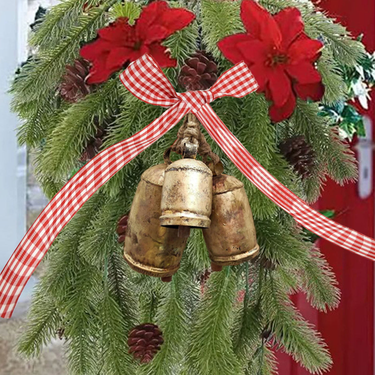 Clearance Christmas Decoration Christmas Decor Xmas Gifts Set Of 3 Christmas Bell Brass Cow Shabby Style Metal Hanging Giant Cow Bells Decor