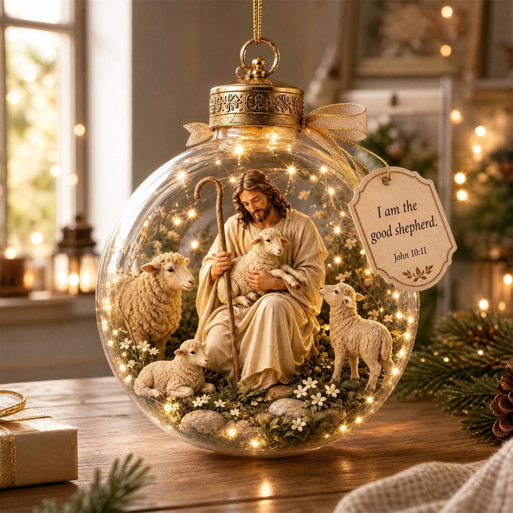 Glowing Christmas Story Ornament, Light-Up Mini Holiday Scene, Festive Keepsake for Christmas Tree, Mantel & Christmas Party Decor (Nativity)