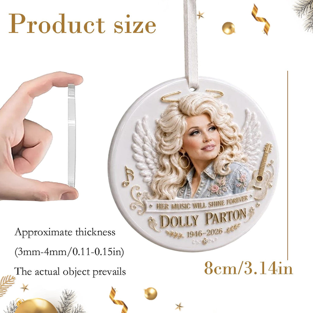 Dolly Memorial Acrylic Christmas Ornament Themed Christmas Ornament for Tree Car Office Home Dolly Themed Xmas Hanging Decor Country Music Holiday Decoration Gift