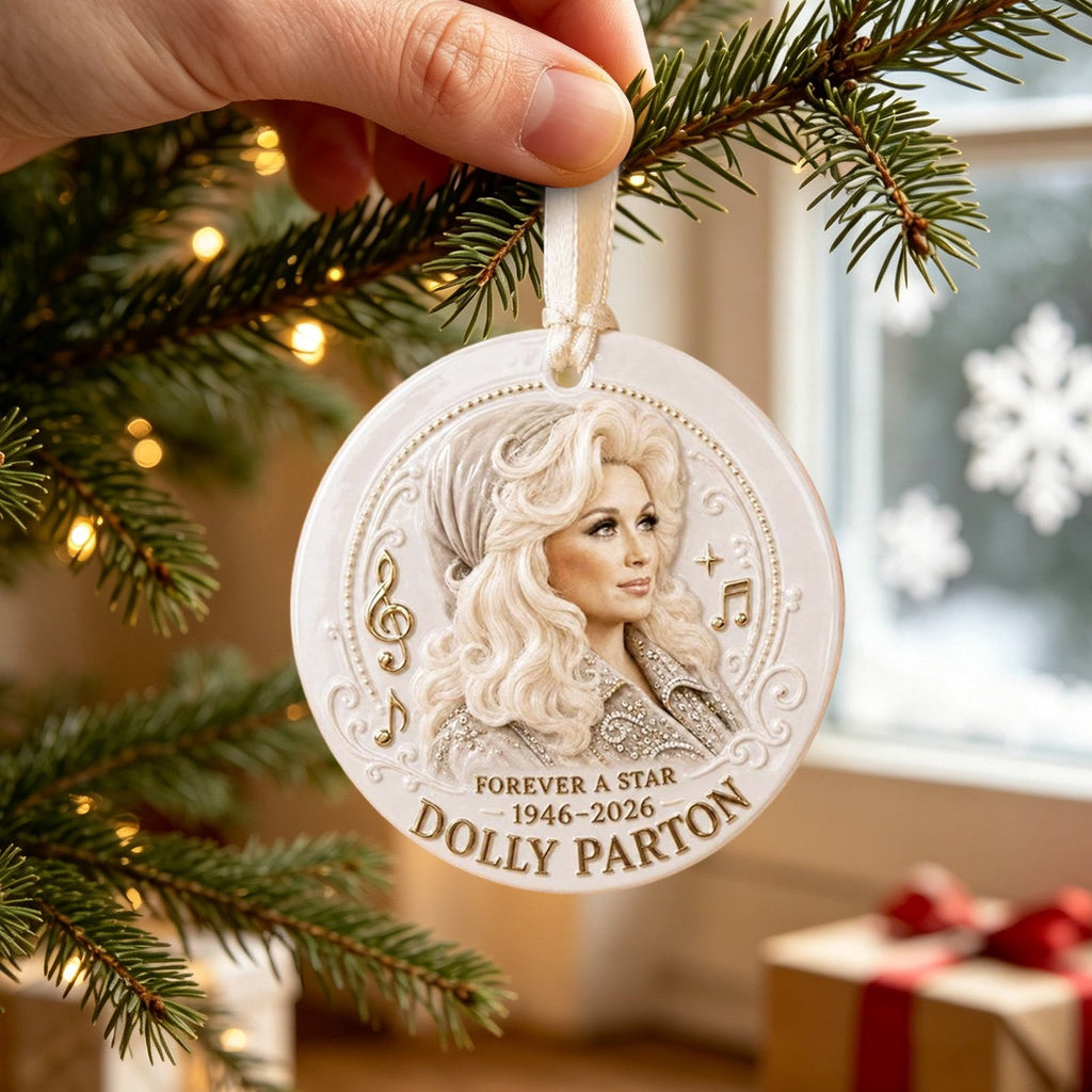 Dolly Memorial Acrylic Christmas Ornament Themed Christmas Ornament for Tree Car Office Home Dolly Themed Xmas Hanging Decor Country Music Holiday Decoration Gift