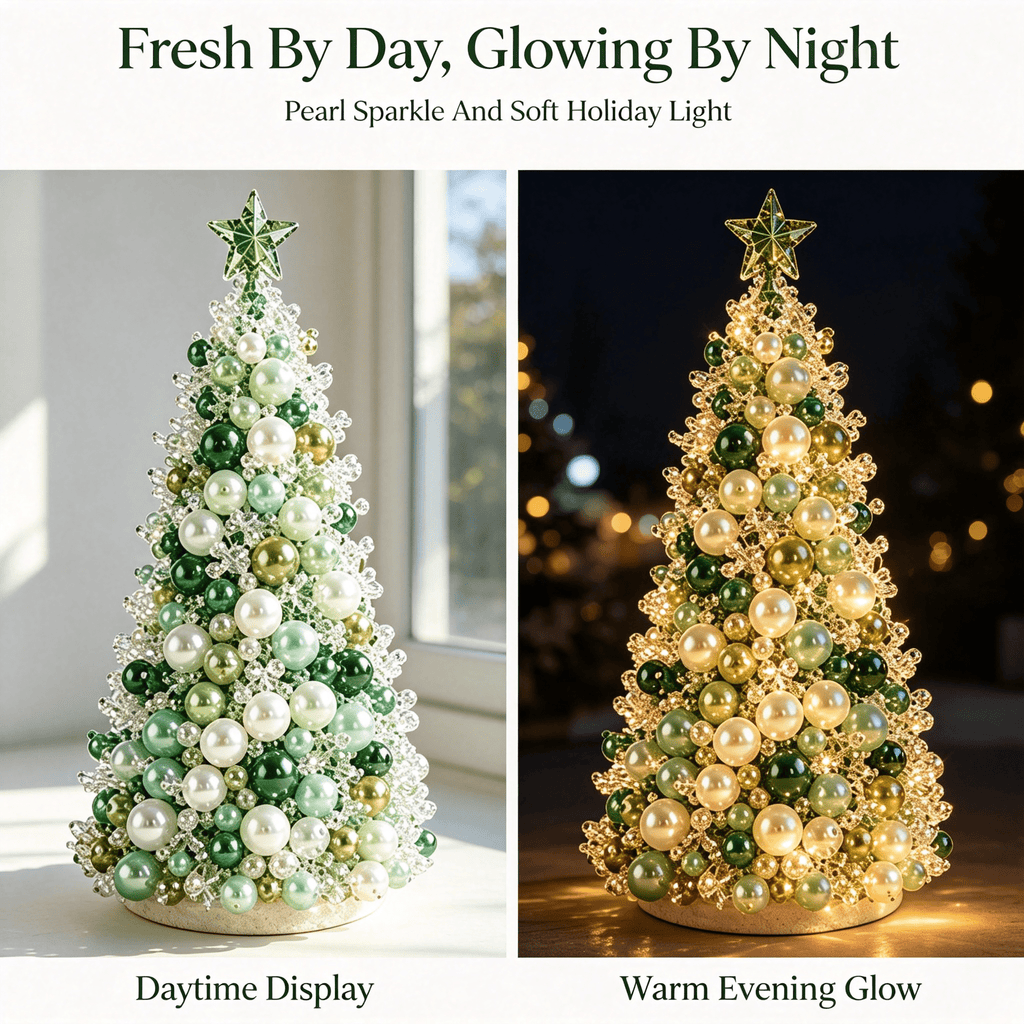 DIY Beaded Christmas Tree Kit, Christmas Decorations Handmade Beads Craft Set, Sparkling Crystal Xmas Ornaments for Tabletop Christmas Decor, Holiday Gifts for Adults by MPOISVA