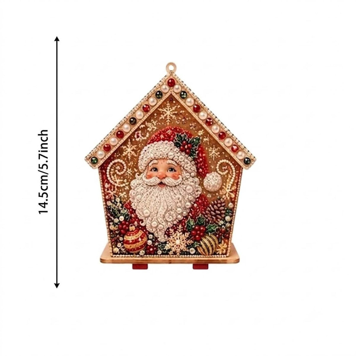 Christmas Pearl Bead Art Kit 3D House Ornament Craft Set For Christmas Tree Tabletop Mantel Shelf And Indoor Winter Holiday Decoration White