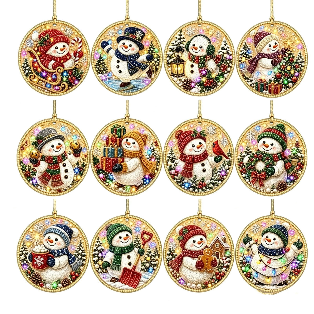 DIY Christmas Ornaments for Xmas Tree Hangings- Pearl Art Kits for Adults, Christmas Ornaments Set of 12, 2.76 Inch
