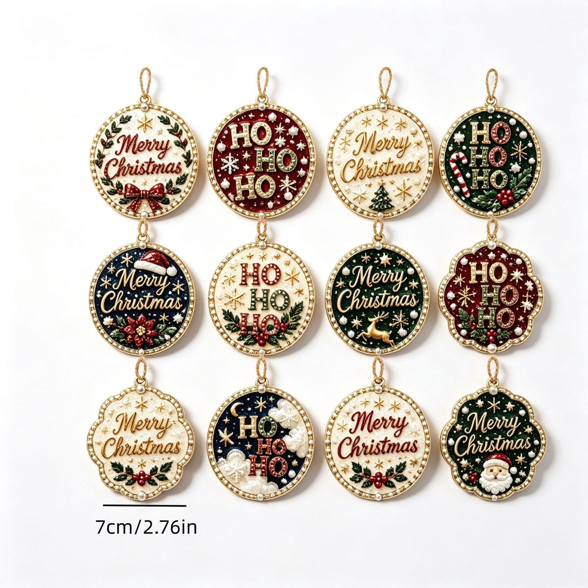 DIY Christmas Ornaments for Xmas Tree Hangings- Pearl Art Kits for Adults, Christmas Ornaments Set of 12, 2.76 Inch
