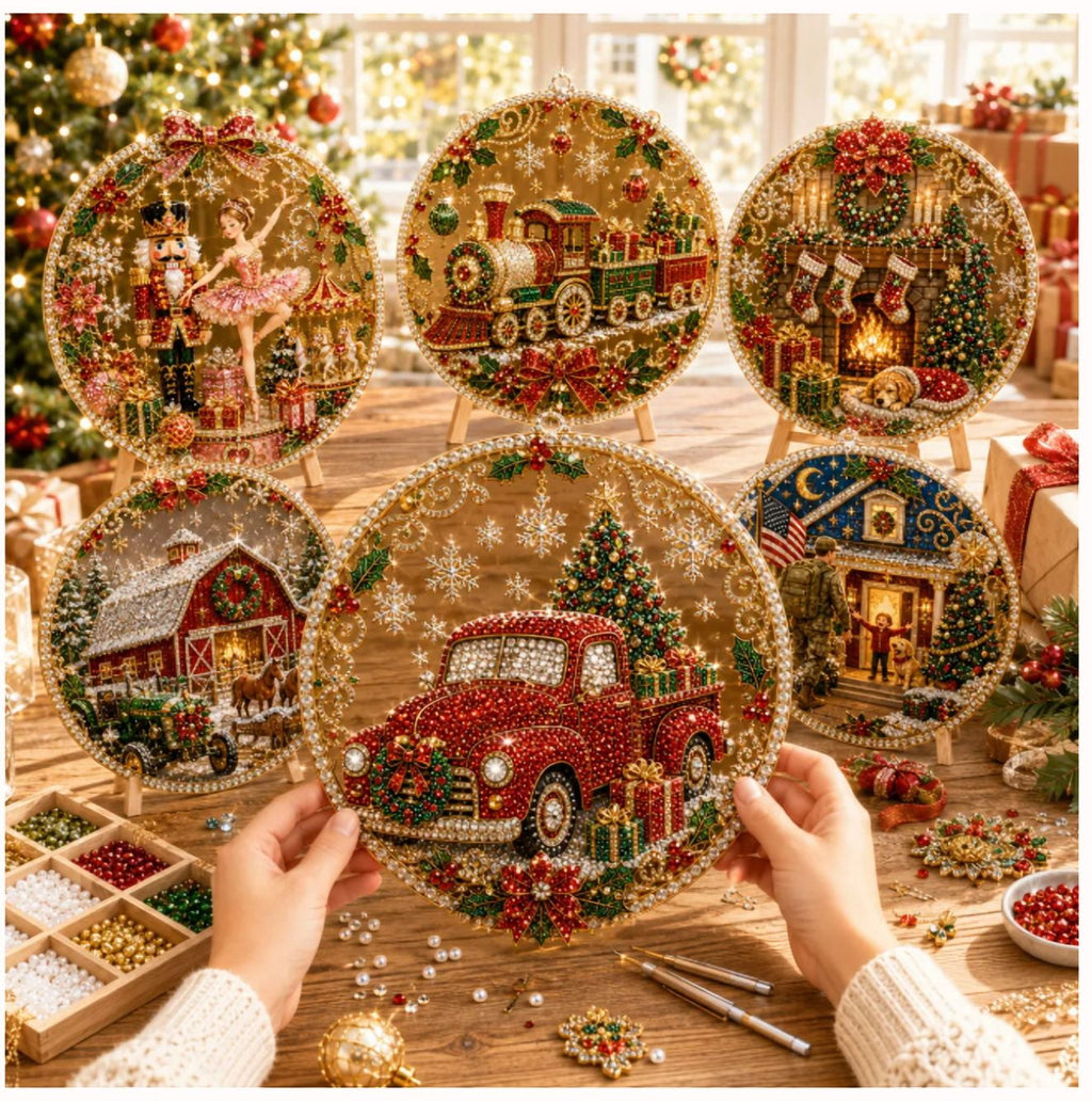 Christmas in July DIY Diamond Art Hanging Ornament – Handmade Sparkling Christmas Keepsake Quiet Leisure Craft for Summer Rainy Afternoons