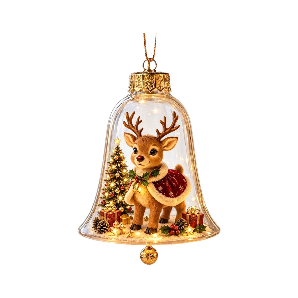 Mivyn Glowing Christmas Story Ornament, 4"Light-Up Mini Holiday Scene with Warm LED Light, Festive Keepsake Gift for Home Christmas Party Decoration,1PCS,