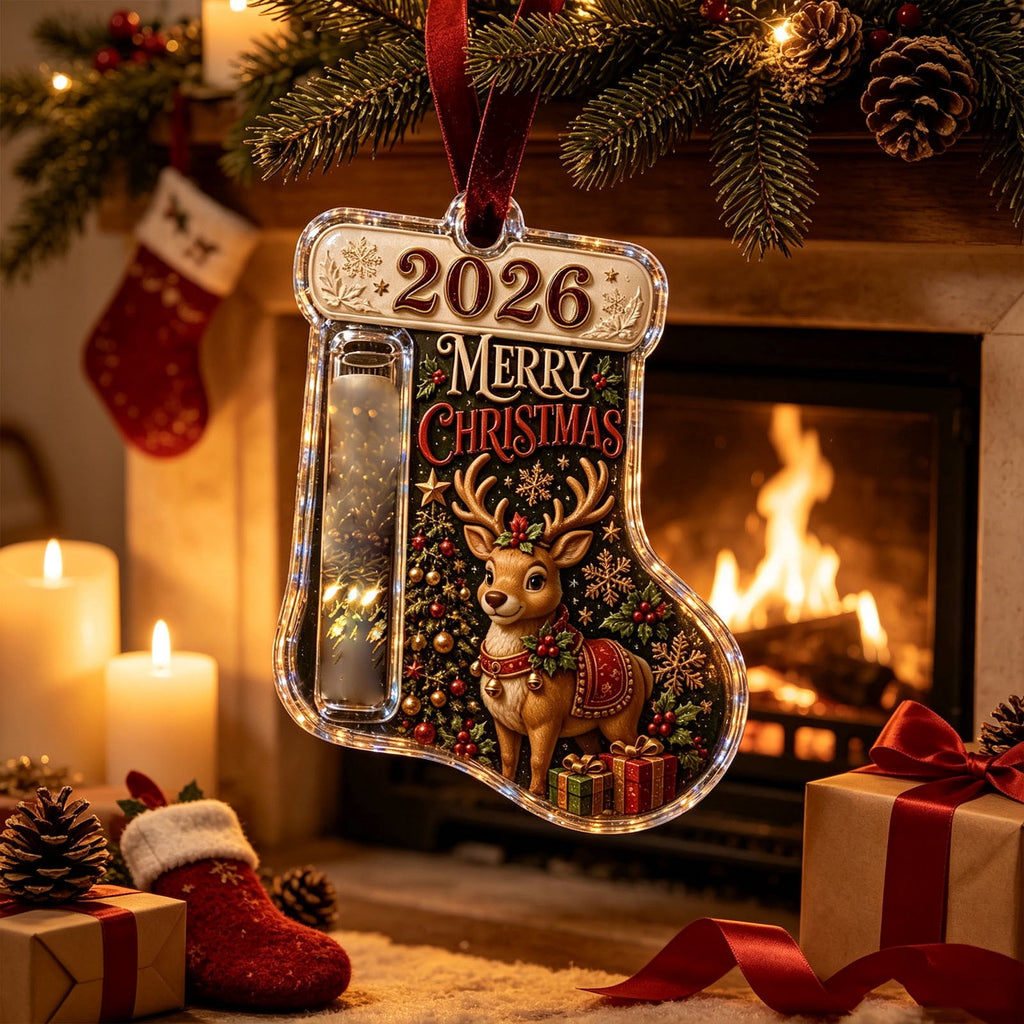 Christmas Cash Gift Stocking Shaped Ornament, Crystal-Clear Cash Holder Ornament with Xmas Stocking Design, Hanging Money Keepsake for Christmas Tree Wreath Garland, Surprise for Family Friends (F)