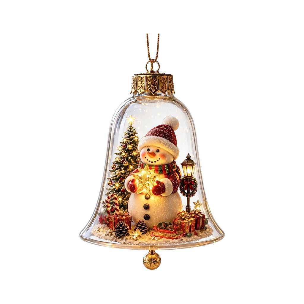 Mivyn Glowing Christmas Story Ornament, 4"Light-Up Mini Holiday Scene with Warm LED Light, Festive Keepsake Gift for Home Christmas Party Decoration,1PCS,