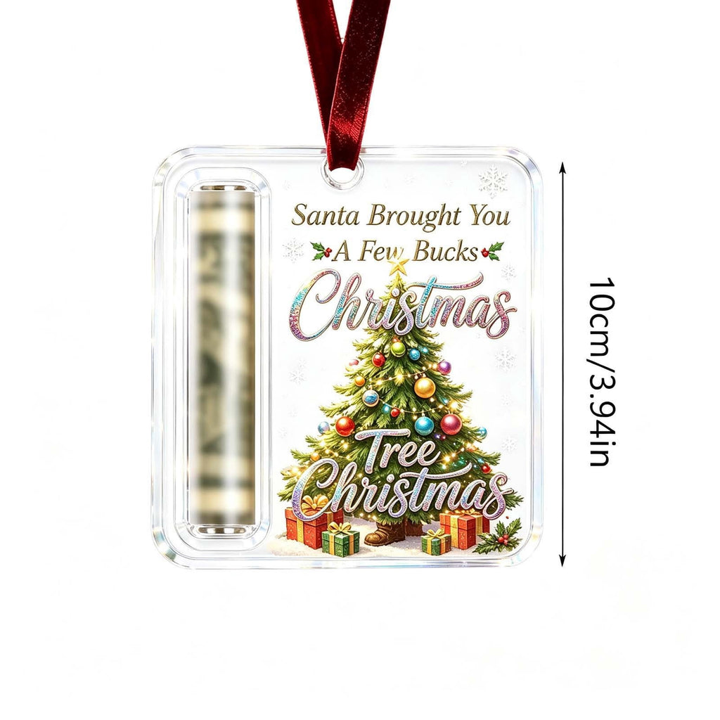 Christmas Cash Gift Stocking Shaped Ornament, Crystal-Clear Cash Holder Ornament with Xmas Stocking Design, Hanging Money Keepsake for Christmas Tree Wreath Garland, Surprise for Family Friends (F)