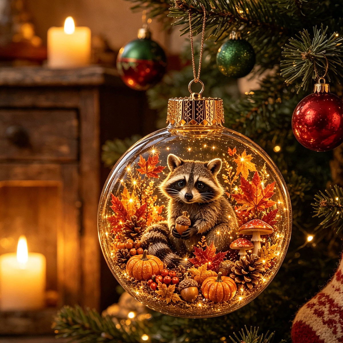 Mivyn Glowing Christmas Story Ornament, 4"Light-Up Mini Holiday Scene with Warm LED Light, Festive Keepsake Gift for Home Christmas Party Decoration,1PCS,
