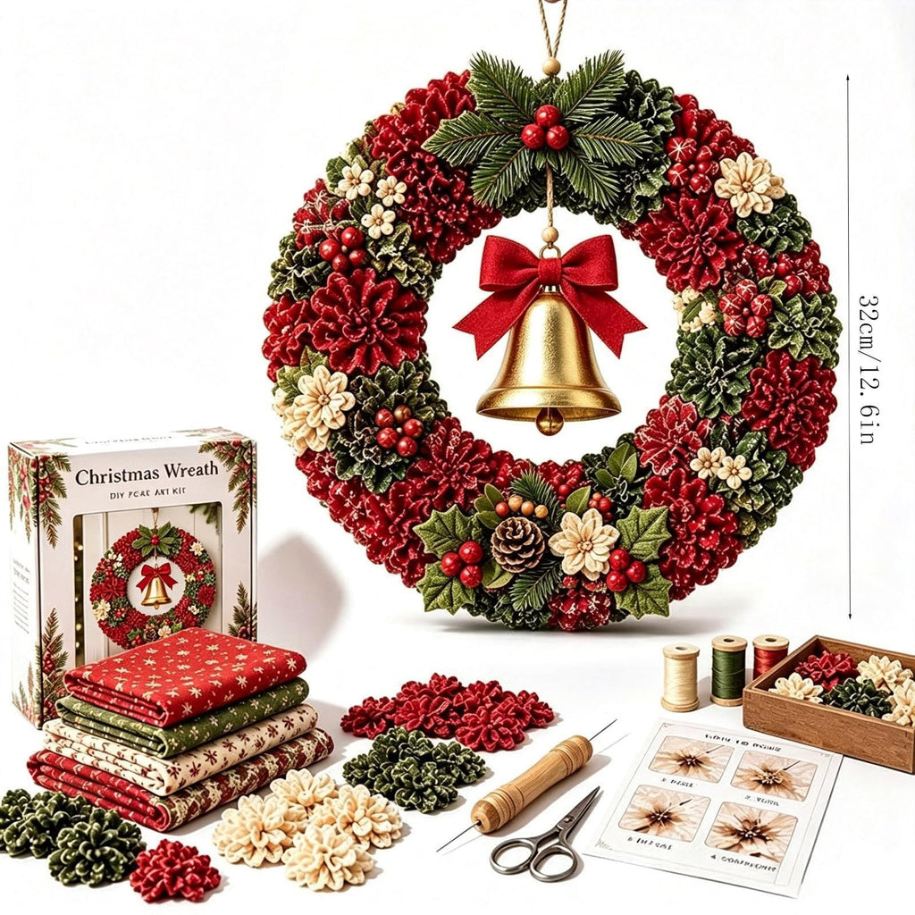Clearance 3D Christmas Wreath Fabric Poke Art Kit, Jesus Poke Art Kits for Adults, Christmas Wreaths Ornament Making Kit for Front Door