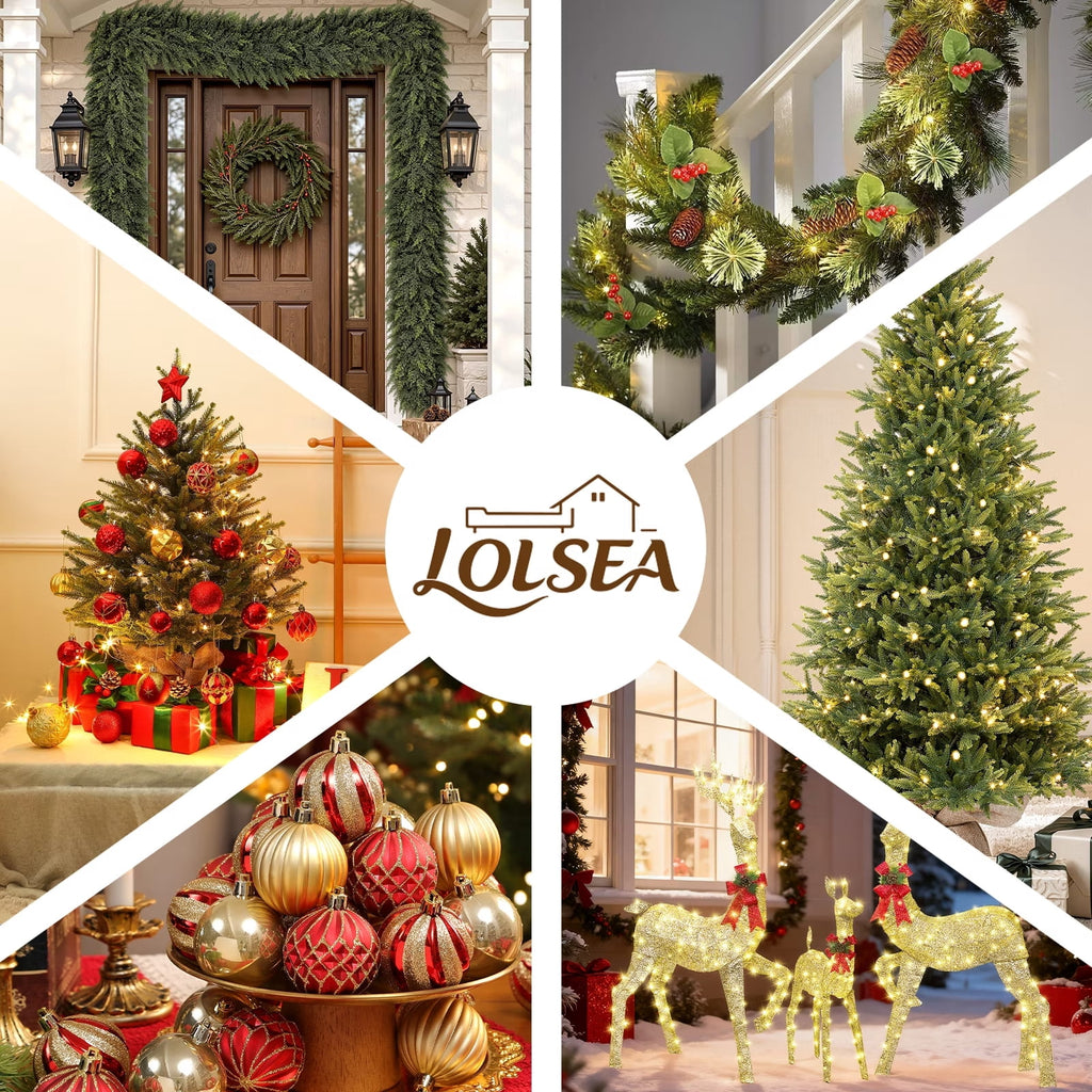 Lolsea 5.5ft Prelit Noble Fir Artificial Christmas Tree with Remote Control, Timer and Warm White & Multi-Color Lights