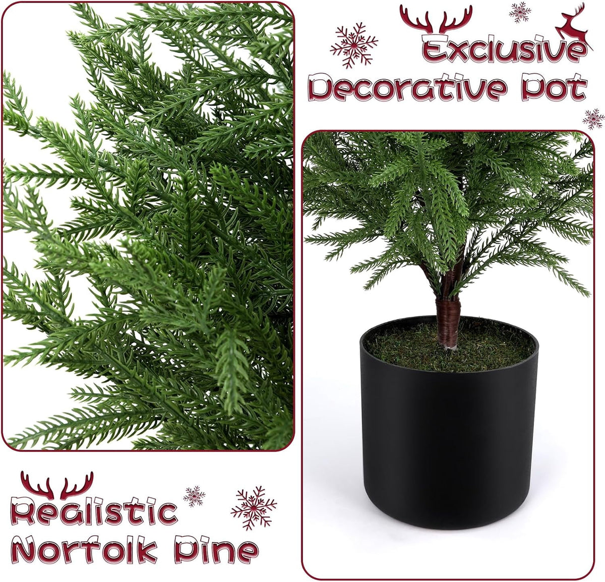 2FT Pre-Lit Artificial Christmas Tree, Lifelike Cypress Potted Xmas Tree with 100 Twinkle LED Lights for Family Fun Indoor Holiday Decor for Indoor