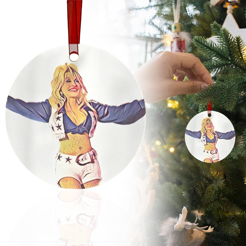 Dolly Memorial Acrylic Christmas Ornament Themed Christmas Ornament for Tree Car Office Home Dolly Themed Xmas Hanging Decor Country Music Holiday Decoration Gift
