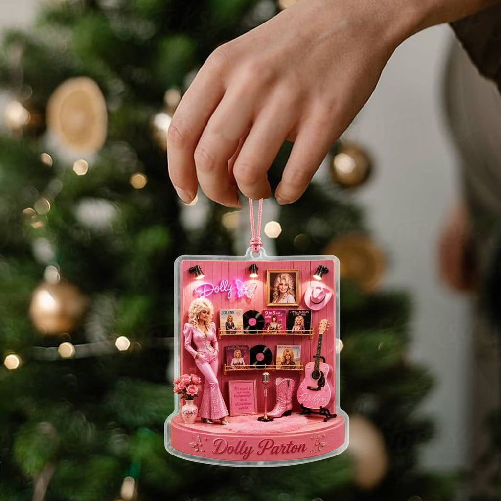 Dolly Memorial Acrylic Christmas Ornament Themed Christmas Ornament for Tree Car Office Home Dolly Themed Xmas Hanging Decor Country Music Holiday Decoration Gift