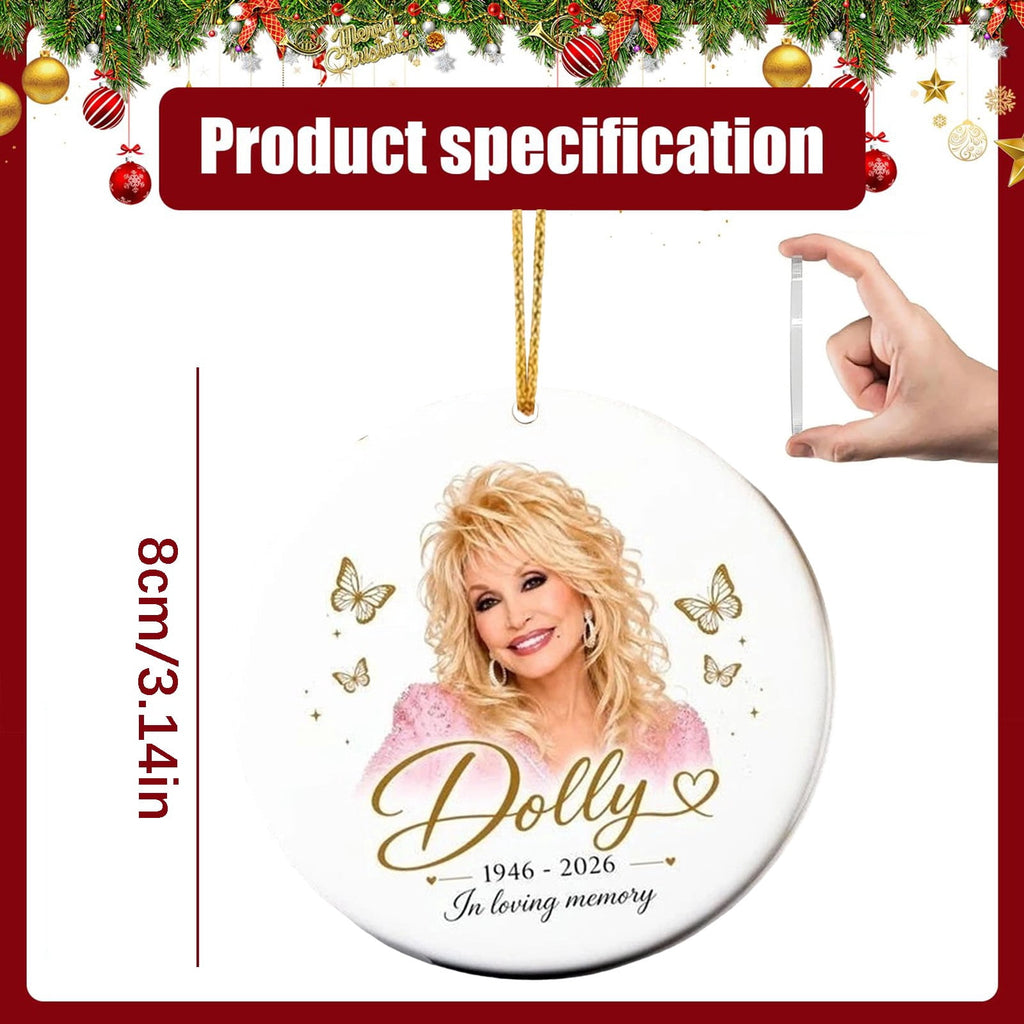 Dolly Memorial Acrylic Christmas Ornament Themed Christmas Ornament for Tree Car Office Home Dolly Themed Xmas Hanging Decor Country Music Holiday Decoration Gift