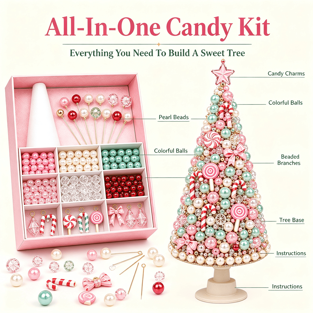 DIY Beaded Christmas Tree Kit, Christmas Decorations Handmade Beads Craft Set, Sparkling Crystal Xmas Ornaments for Tabletop Christmas Decor, Holiday Gifts for Adults by MPOISVA