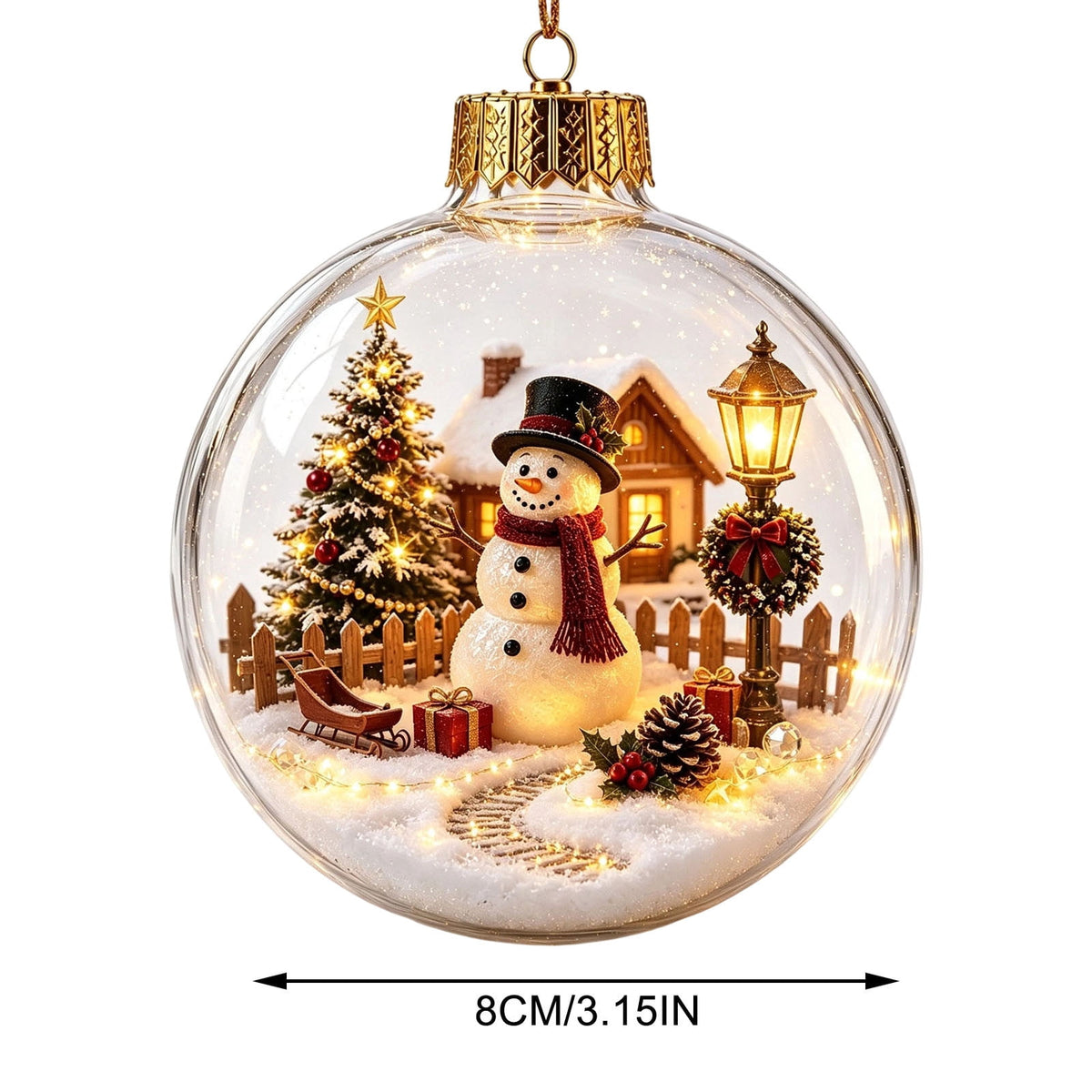 Mivyn Glowing Christmas Story Ornament, 4"Light-Up Mini Holiday Scene with Warm LED Light, Festive Keepsake Gift for Home Christmas Party Decoration,1PCS,