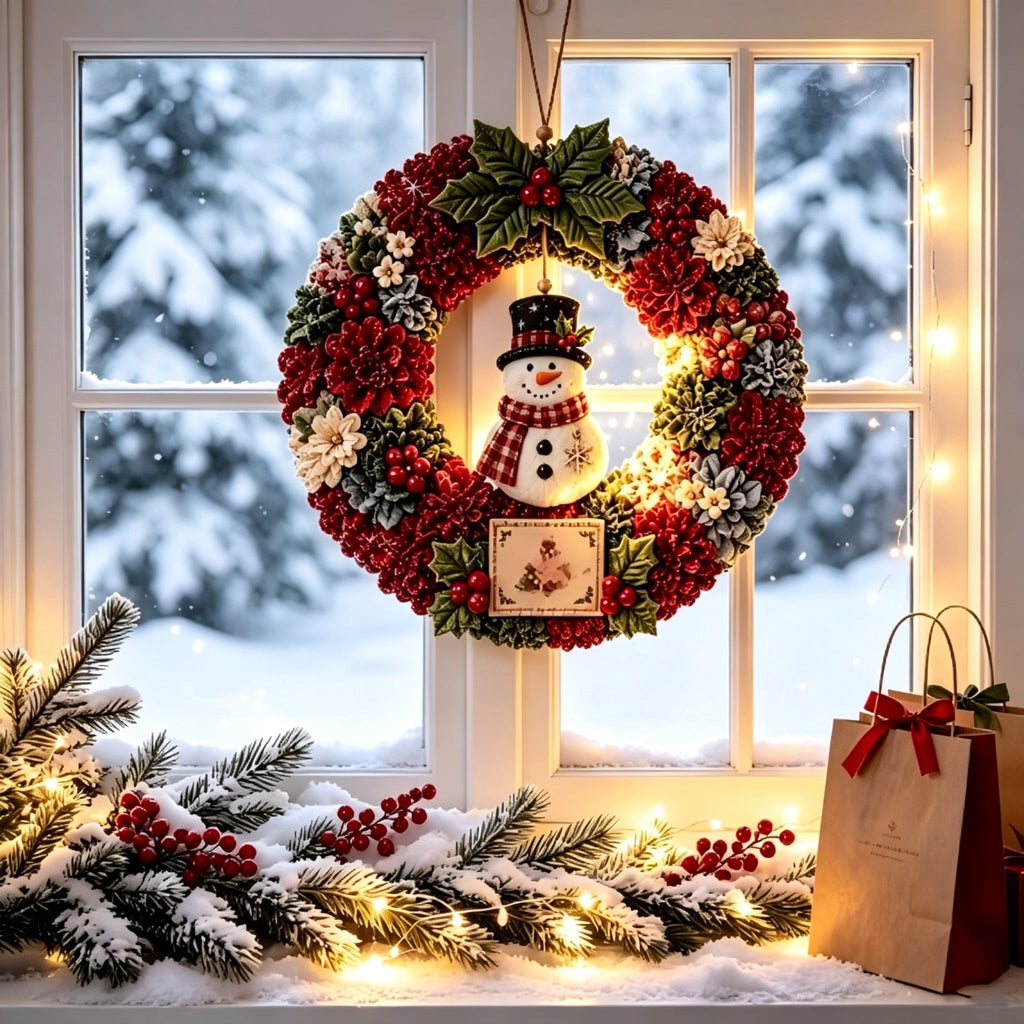 Clearance 3D Christmas Wreath Fabric Poke Art Kit, Jesus Poke Art Kits for Adults, Christmas Wreaths Ornament Making Kit for Front Door