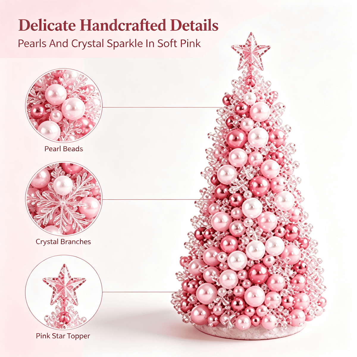 DIY Beaded Christmas Tree Kit, Christmas Decorations Handmade Beads Craft Set, Sparkling Crystal Xmas Ornaments for Tabletop Christmas Decor, Holiday Gifts for Adults by MPOISVA