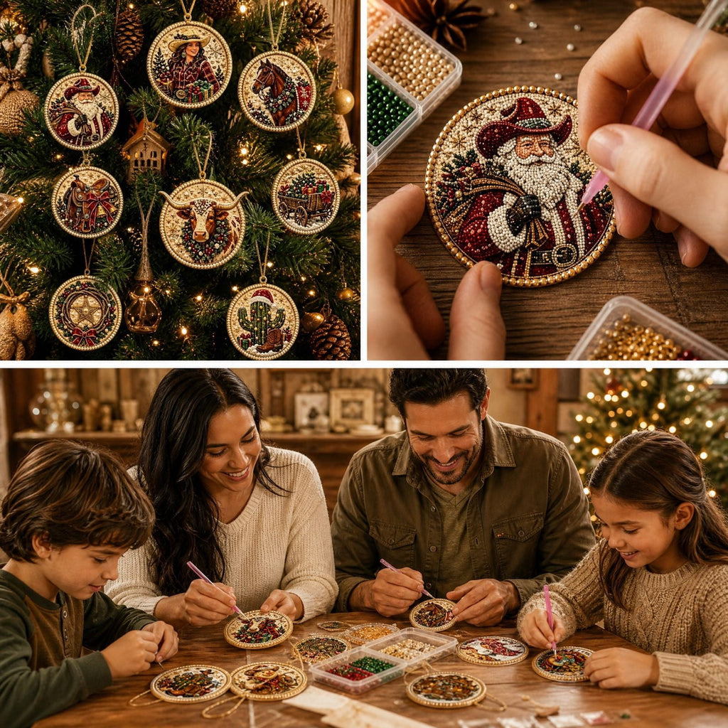 DIY Christmas Ornaments for Xmas Tree Hangings- Pearl Art Kits for Adults, Christmas Ornaments Set of 12, 2.76 Inch