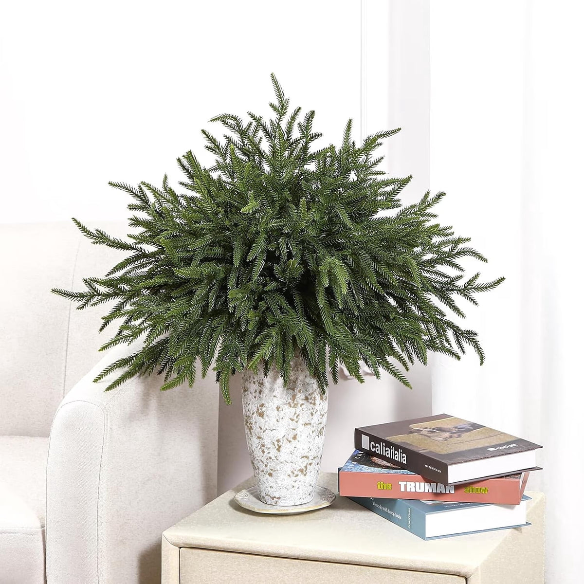 Lolsea 20 Pcs Christmas Norfolk Pine Branches, 18 inch Artificial Pine Branches for Vase, Garland and Table & Christmas Decor