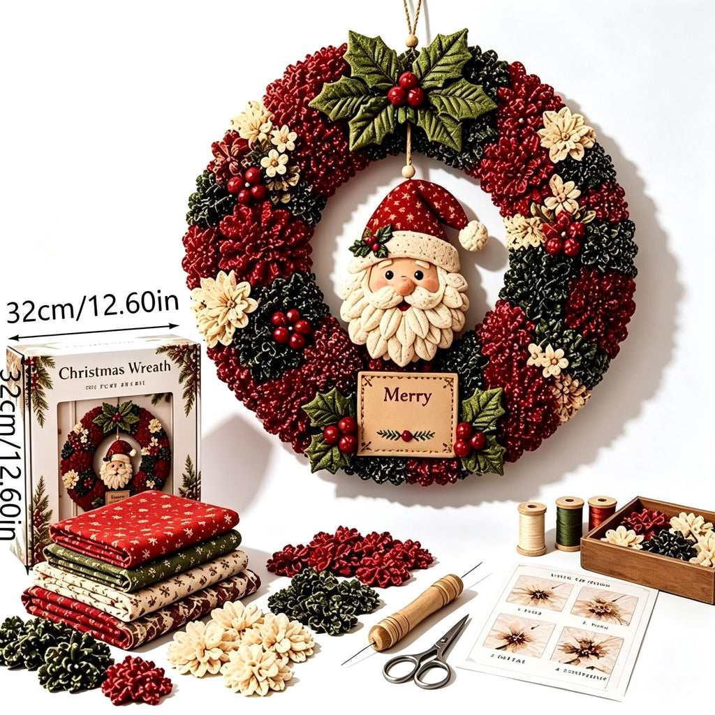 Clearance 3D Christmas Wreath Fabric Poke Art Kit, Jesus Poke Art Kits for Adults, Christmas Wreaths Ornament Making Kit for Front Door