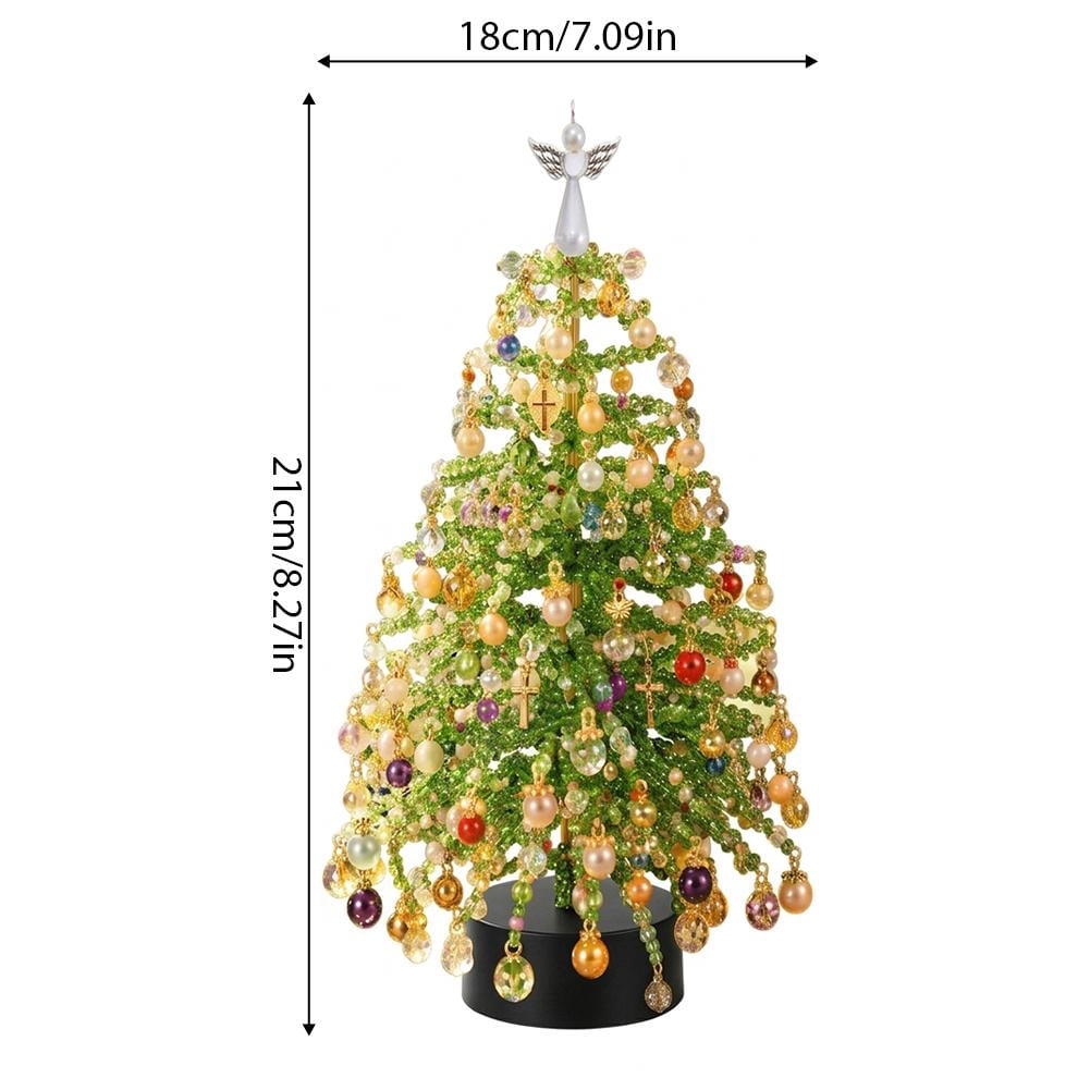 DIY Beaded Christmas Tree Kit, Crystal Bead Holiday Craft Set for Adults, Christmas Ornament Charms, Metal Frame Tabletop Decor, Holiday Gift