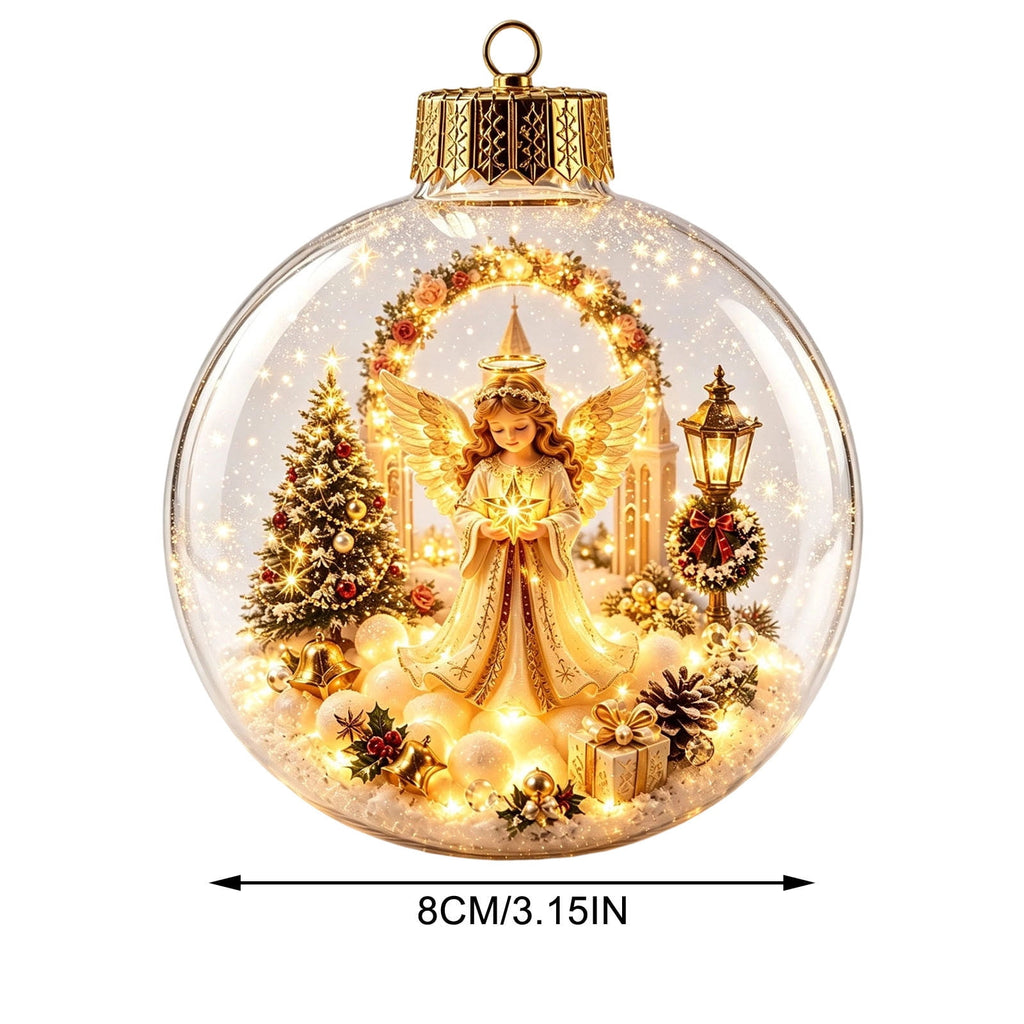 Mivyn Glowing Christmas Story Ornament, 4"Light-Up Mini Holiday Scene with Warm LED Light, Festive Keepsake Gift for Home Christmas Party Decoration,1PCS,