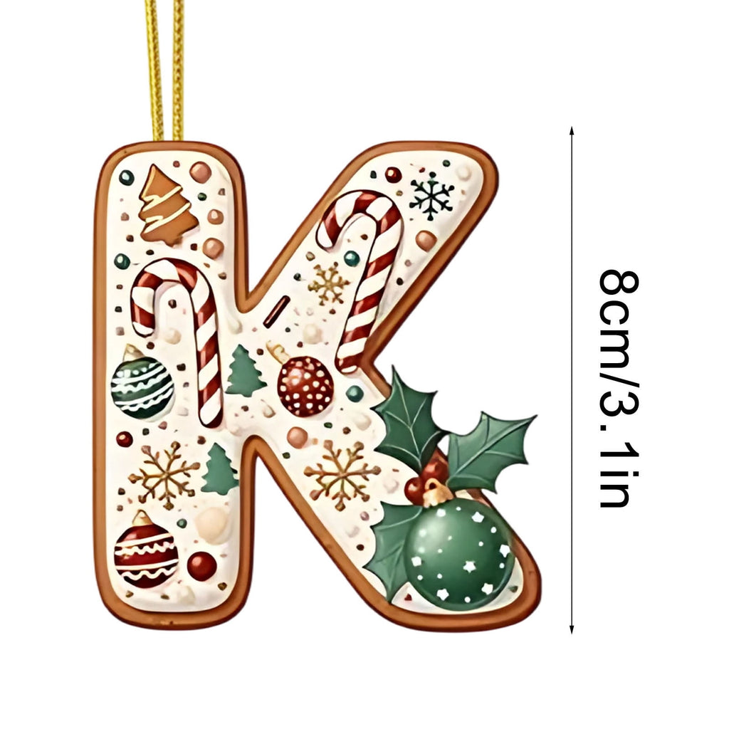 Nativity Scene Letters Ornament, A to Z Alphabet Ornaments for Xmas Tree, Jesus Letters Initial 2D Acrylic Flat Hanging Decoration, The Birth of Jesus Design, Rear view-Christian Gifts for Family (M)