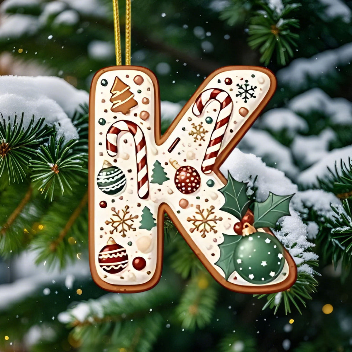 Nativity Scene Letters Ornament, A to Z Alphabet Ornaments for Xmas Tree, Jesus Letters Initial 2D Acrylic Flat Hanging Decoration, The Birth of Jesus Design, Rear view-Christian Gifts for Family (M)