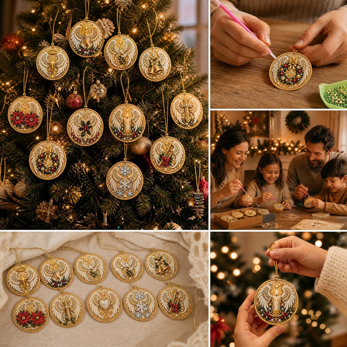 DIY Christmas Ornaments for Xmas Tree Hangings- Pearl Art Kits for Adults, Christmas Ornaments Set of 12, 2.76 Inch