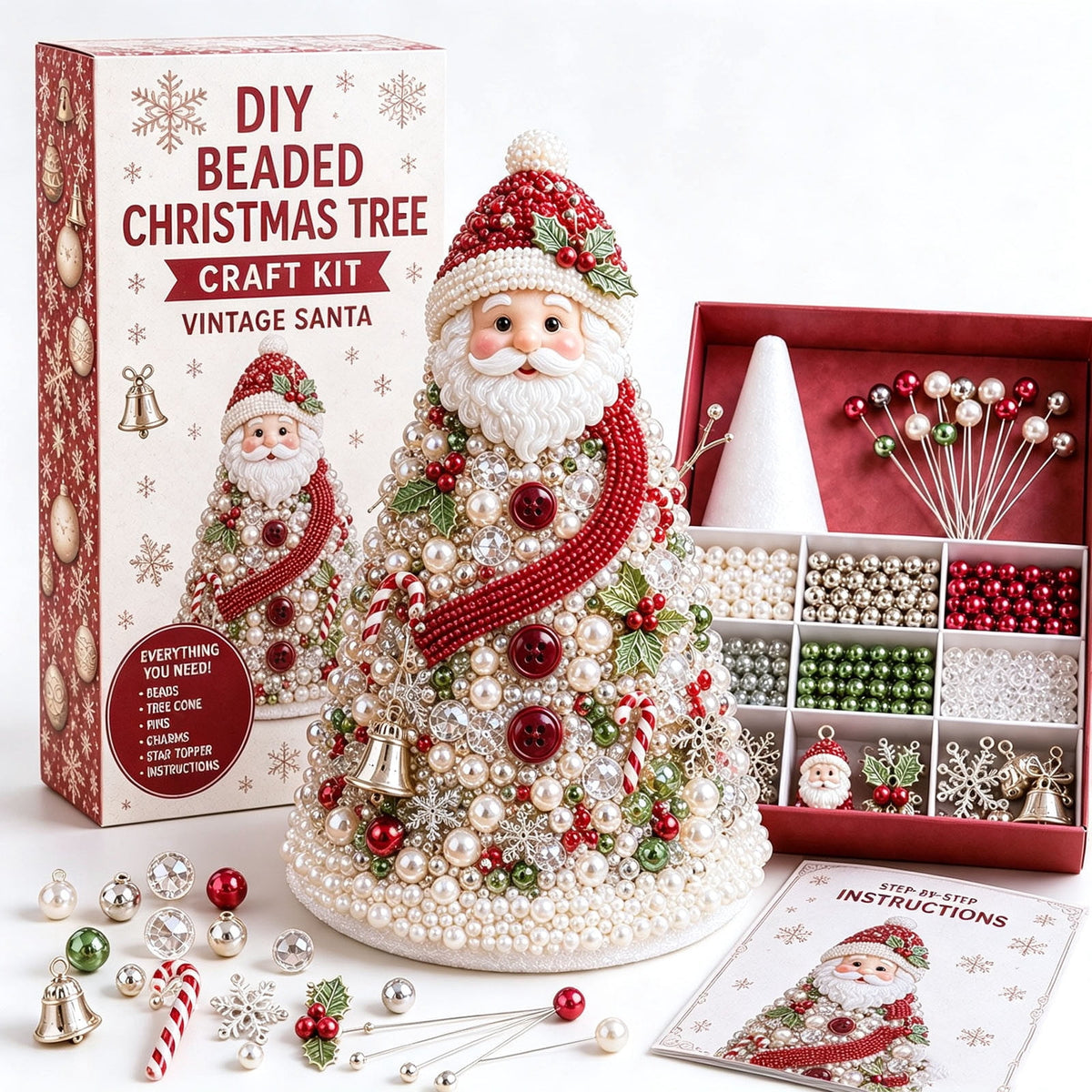 DIY Beaded Christmas Tree Craft Kit Christmas Decorations, 3D Candy Beaded Christmas Tree Craft Kit Christmas Decor, Christmas Crafts for Adults