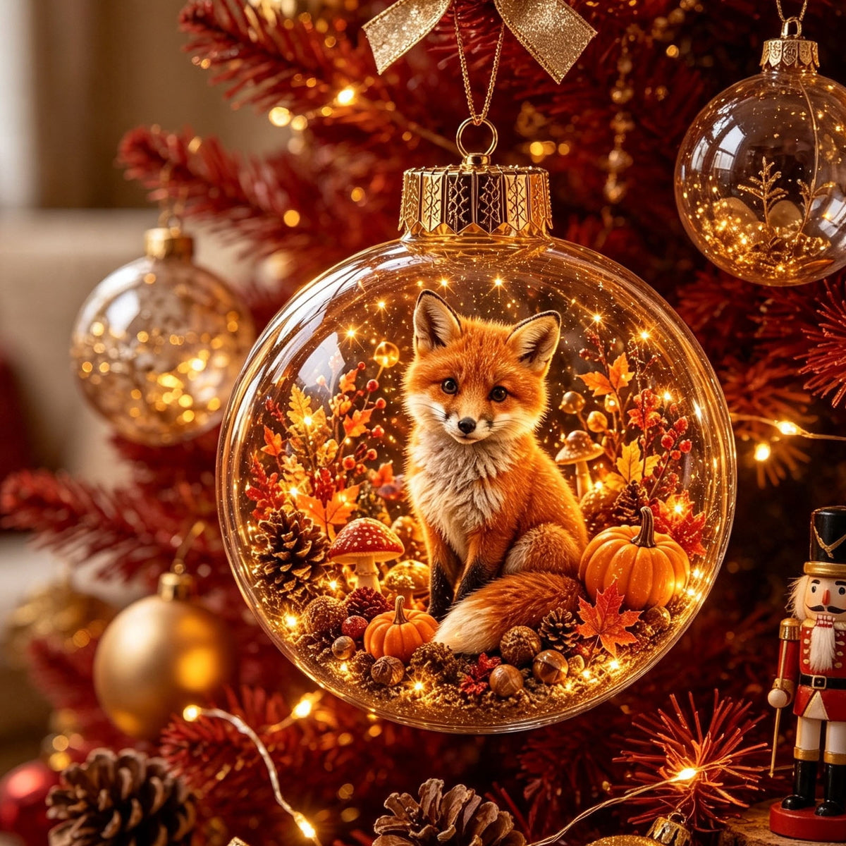 Mivyn Glowing Christmas Story Ornament, 4"Light-Up Mini Holiday Scene with Warm LED Light, Festive Keepsake Gift for Home Christmas Party Decoration,1PCS,