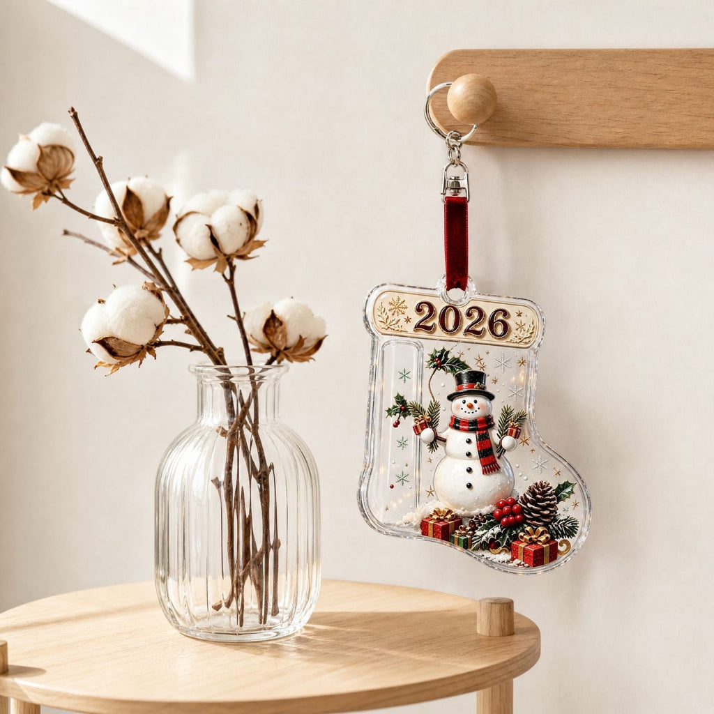 Christmas Cash Gift Stocking Shaped Ornament, Crystal-Clear Cash Holder Ornament with Xmas Stocking Design, Hanging Money Keepsake for Christmas Tree Wreath Garland, Surprise for Family Friends (F)