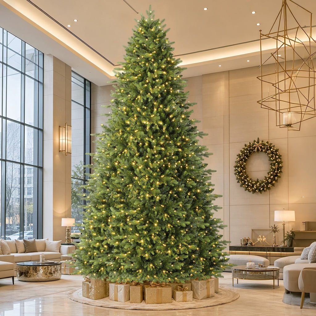 Lolsea 5.5ft Prelit Noble Fir Artificial Christmas Tree with Remote Control, Timer and Warm White & Multi-Color Lights