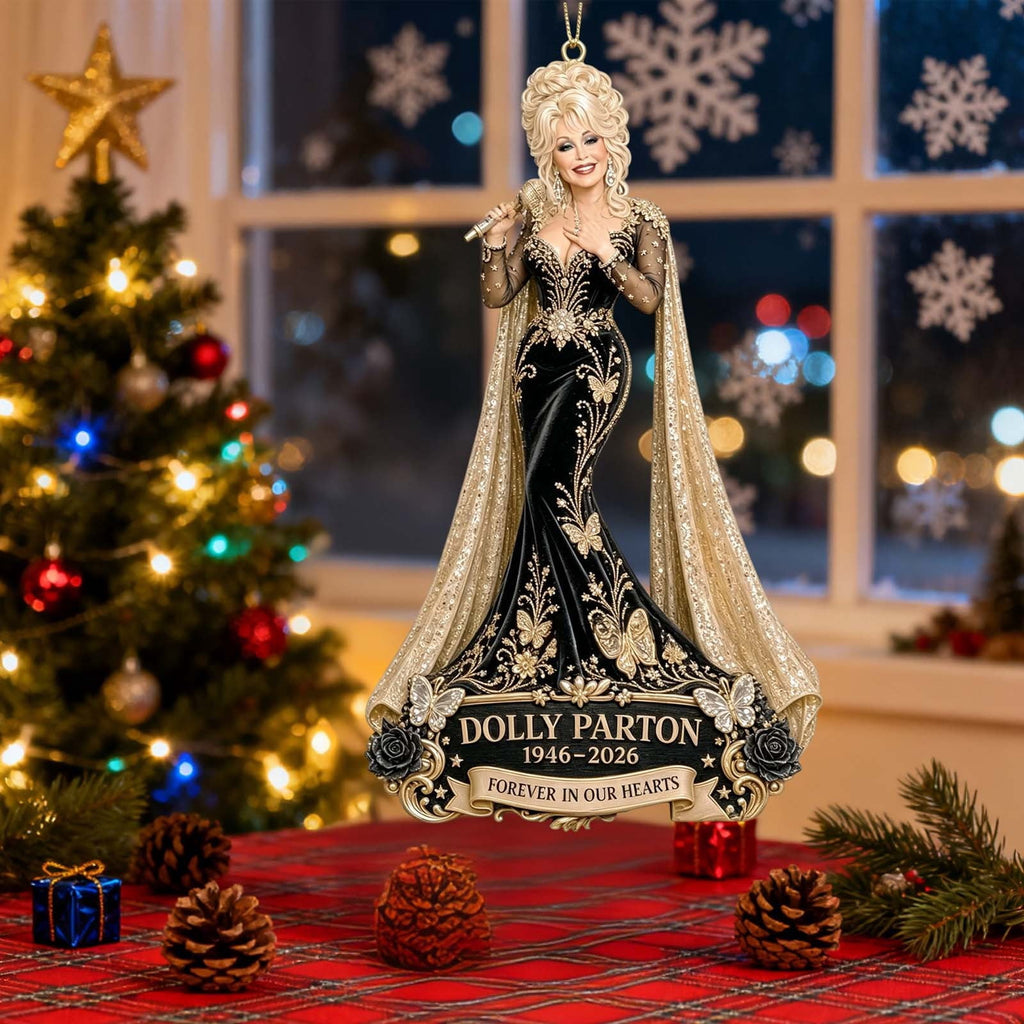 Dolly Memorial Acrylic Christmas Ornament Themed Christmas Ornament for Tree Car Office Home Dolly Themed Xmas Hanging Decor Country Music Holiday Decoration Gift