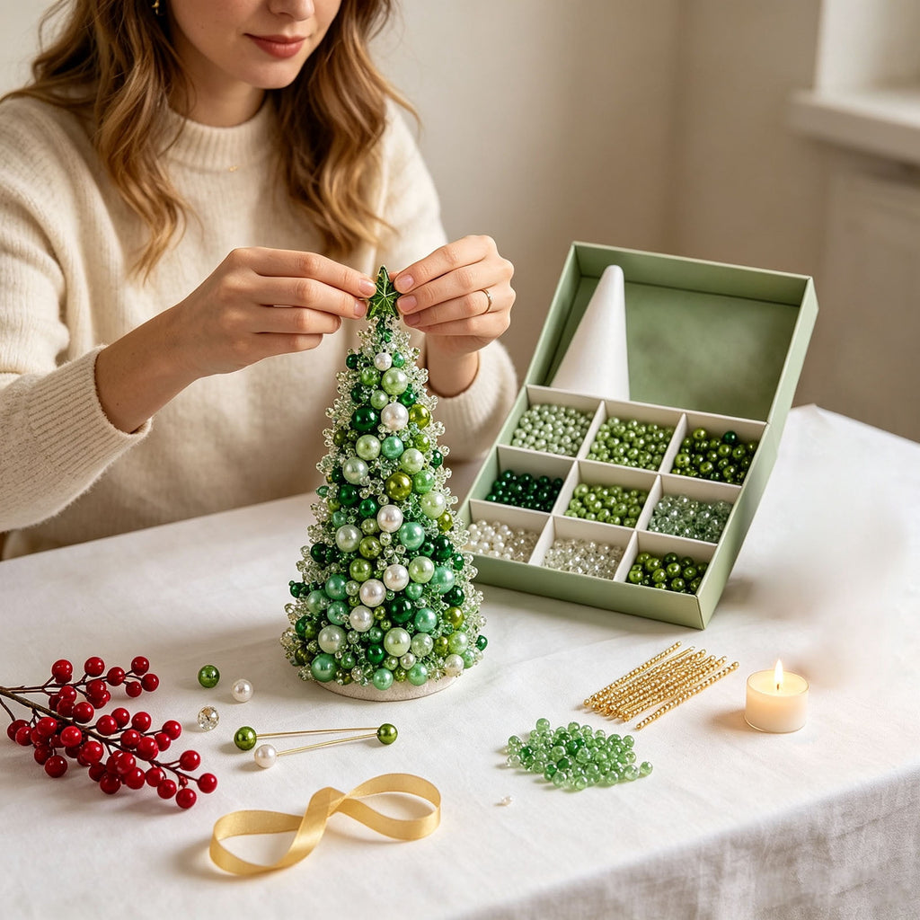 DIY Beaded Christmas Tree Craft Kit Christmas Decorations, 3D Candy Beaded Christmas Tree Craft Kit Christmas Decor, Christmas Crafts for Adults