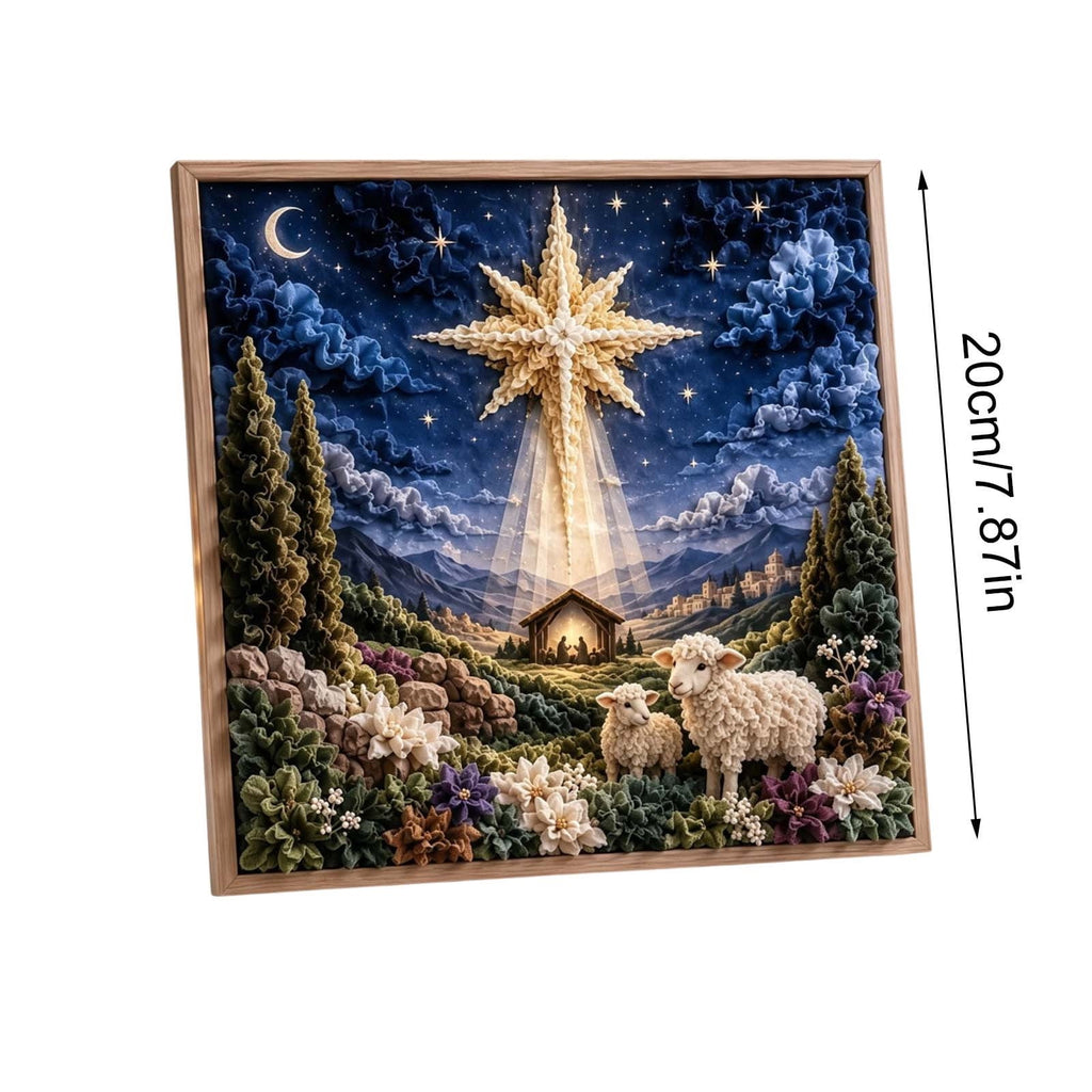 Clearance 3D Christmas Wreath Fabric Poke Art Kit, Jesus Poke Art Kits for Adults, Christmas Wreaths Ornament Making Kit for Front Door