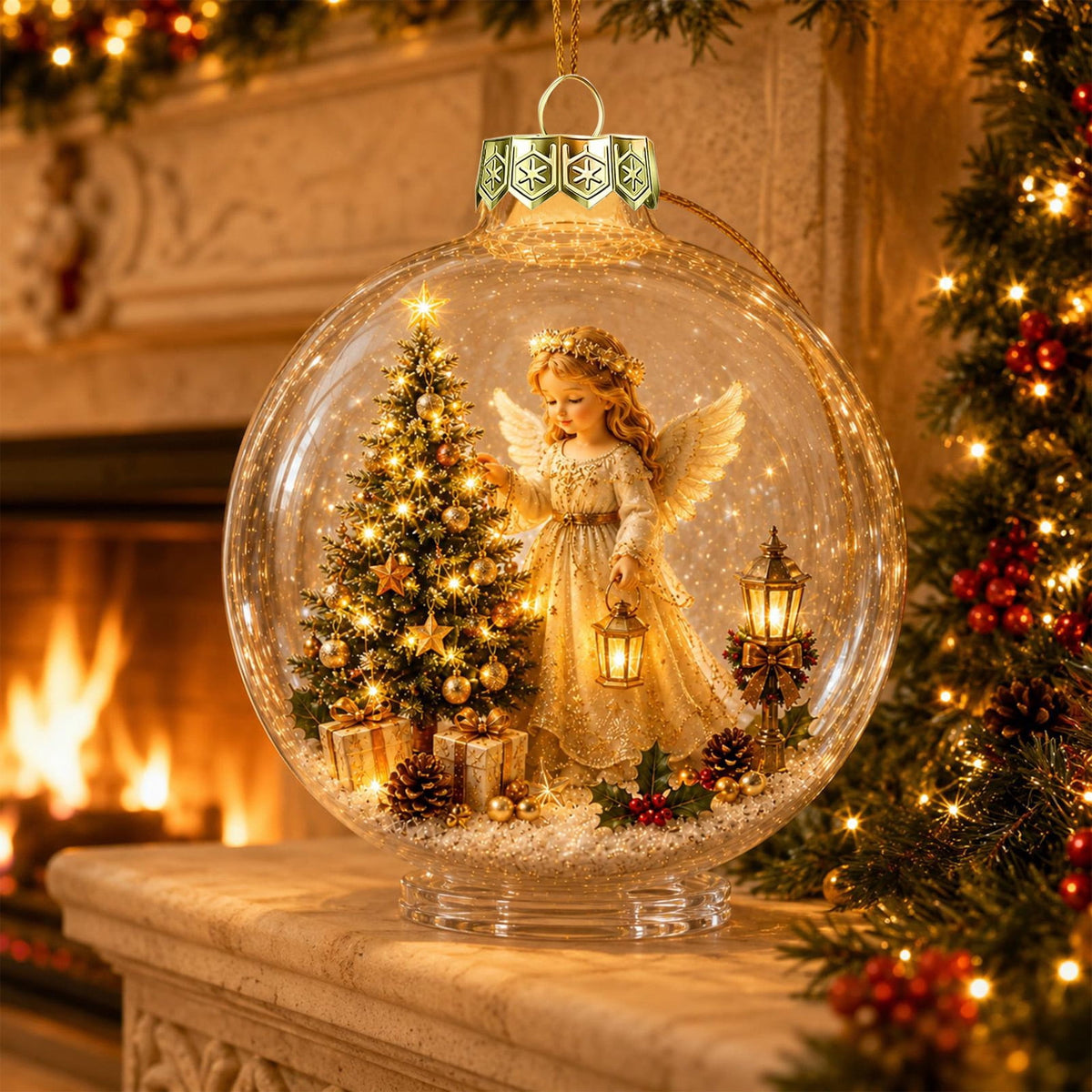 Glowing Christmas Story Ornament, Light-Up Mini Holiday Scene, Festive Keepsake for Christmas Tree, Mantel & Christmas Party Decor (Nativity)