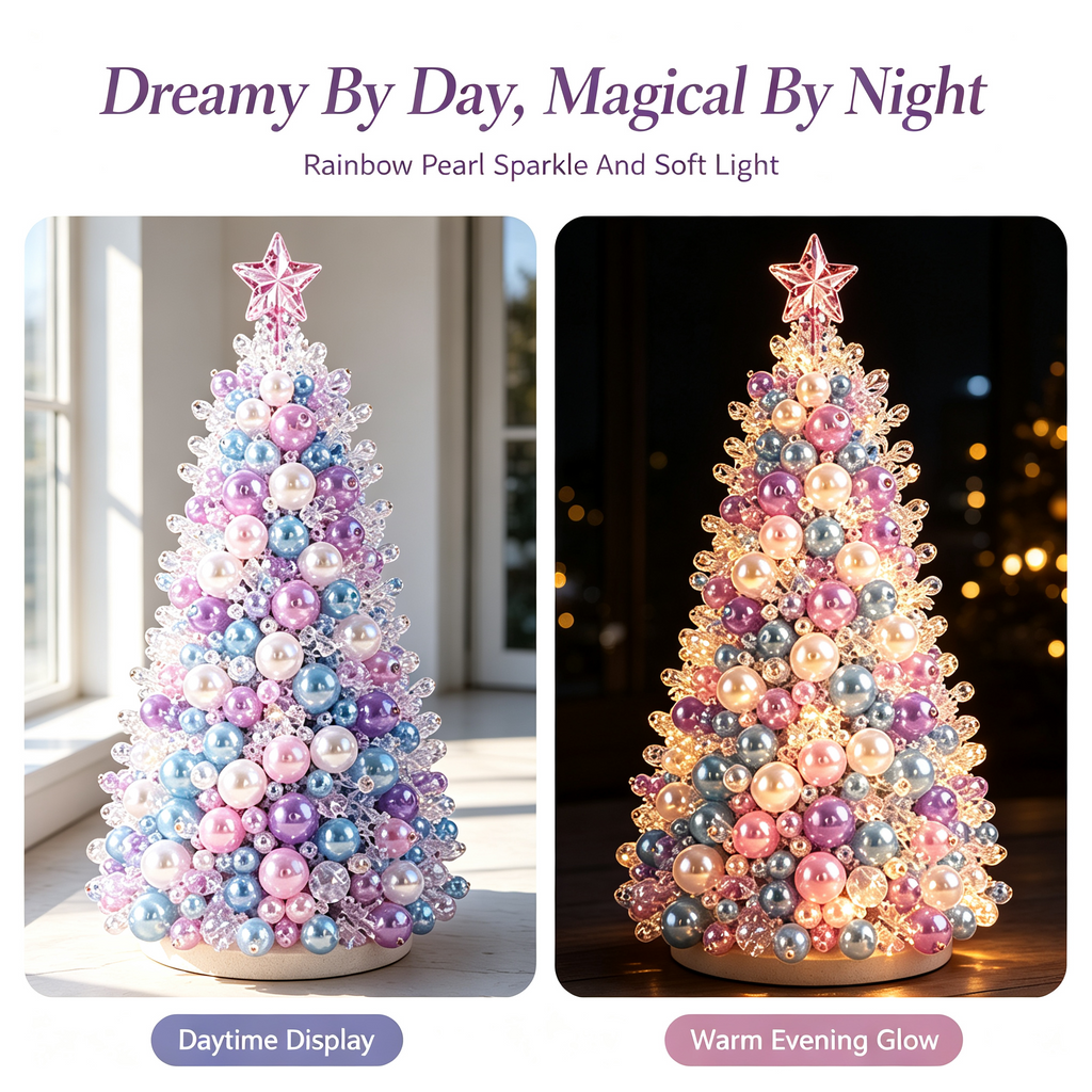 DIY Beaded Christmas Tree Kit, Christmas Decorations Handmade Beads Craft Set, Sparkling Crystal Xmas Ornaments for Tabletop Christmas Decor, Holiday Gifts for Adults by MPOISVA