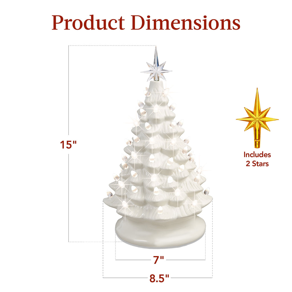 Best Choice Products Ceramic Christmas Tree, Pre-lit Hand-Painted Tabletop Holiday Tree - Green w/ Multicolored Lights