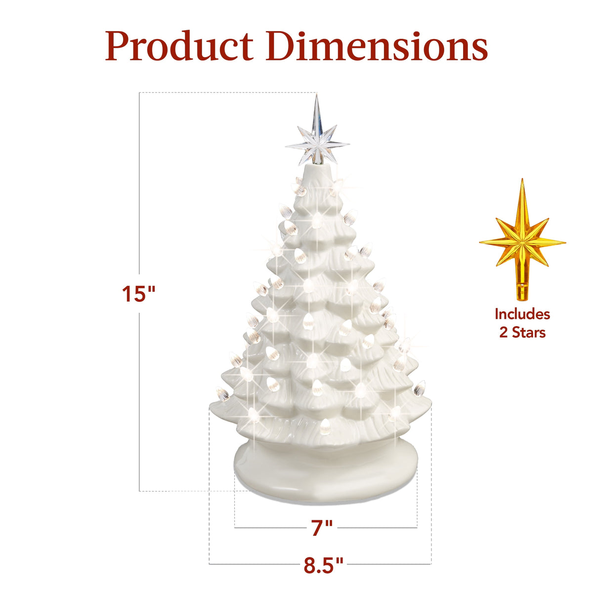 Best Choice Products Ceramic Christmas Tree, Pre-lit Hand-Painted Tabletop Holiday Tree - Green w/ Multicolored Lights