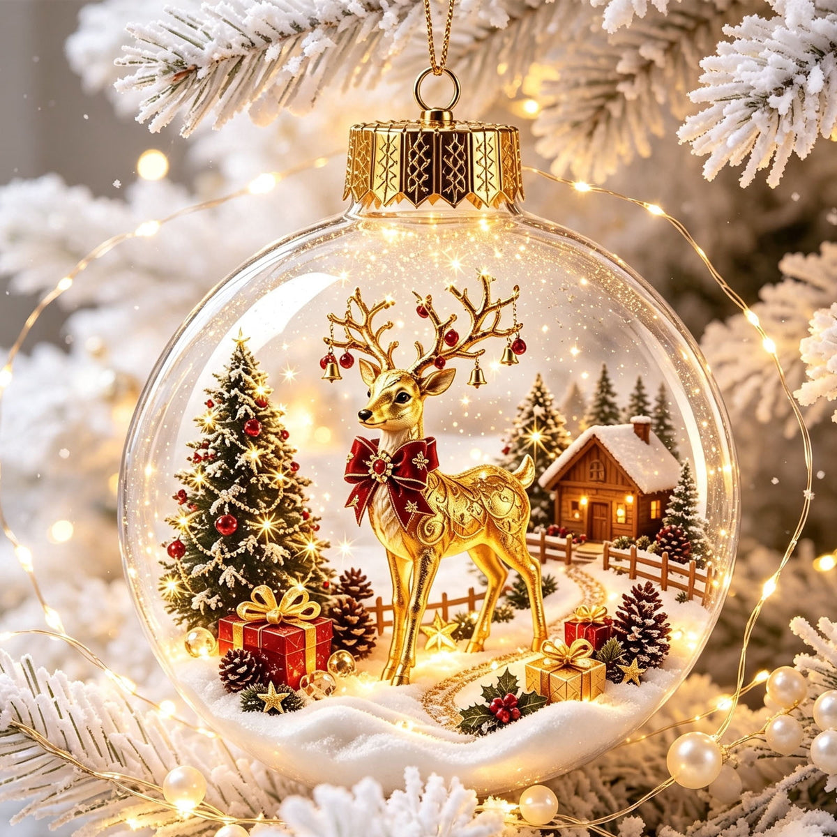 Mivyn Glowing Christmas Story Ornament, 4"Light-Up Mini Holiday Scene with Warm LED Light, Festive Keepsake Gift for Home Christmas Party Decoration,1PCS,