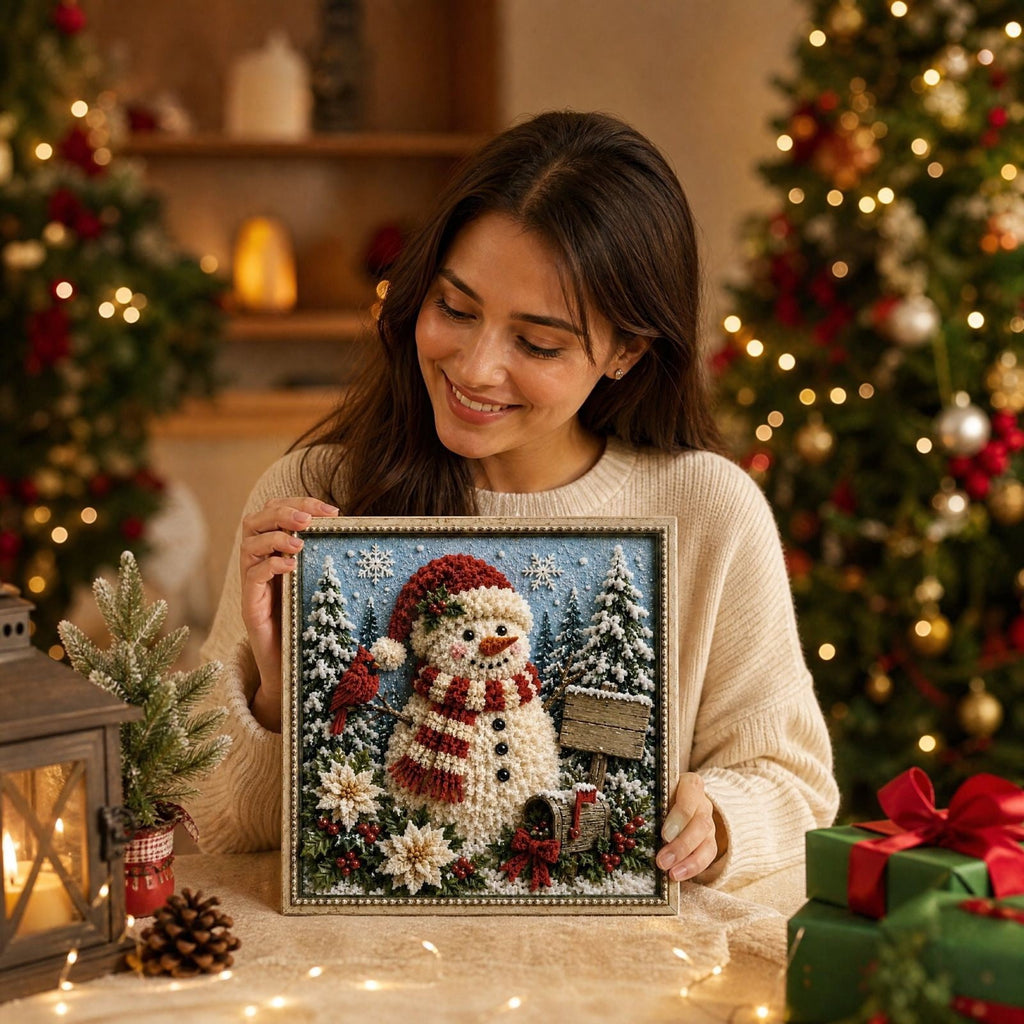 Clearance 3D Christmas Wreath Fabric Poke Art Kit, Jesus Poke Art Kits for Adults, Christmas Wreaths Ornament Making Kit for Front Door