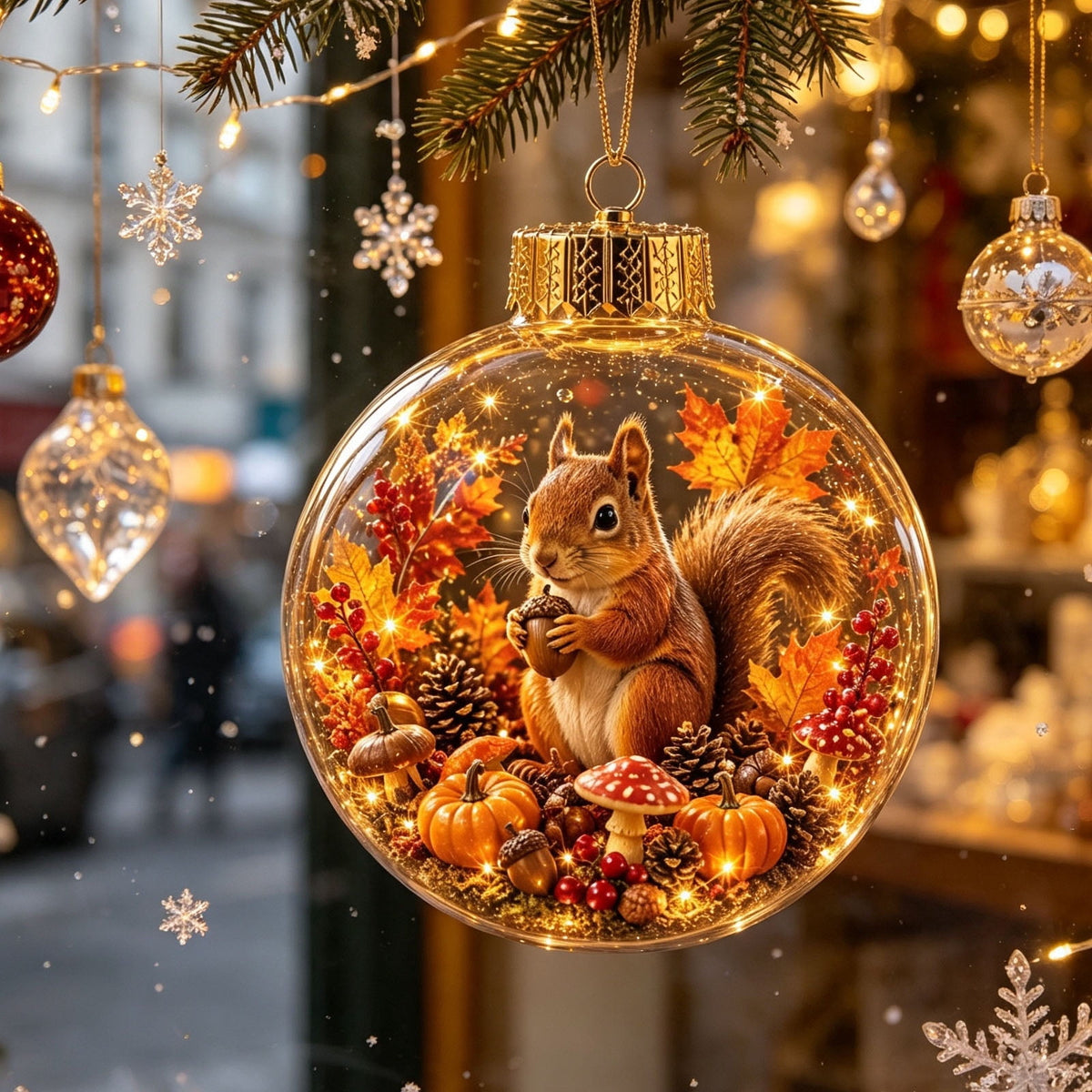 Mivyn Glowing Christmas Story Ornament, 4"Light-Up Mini Holiday Scene with Warm LED Light, Festive Keepsake Gift for Home Christmas Party Decoration,1PCS,