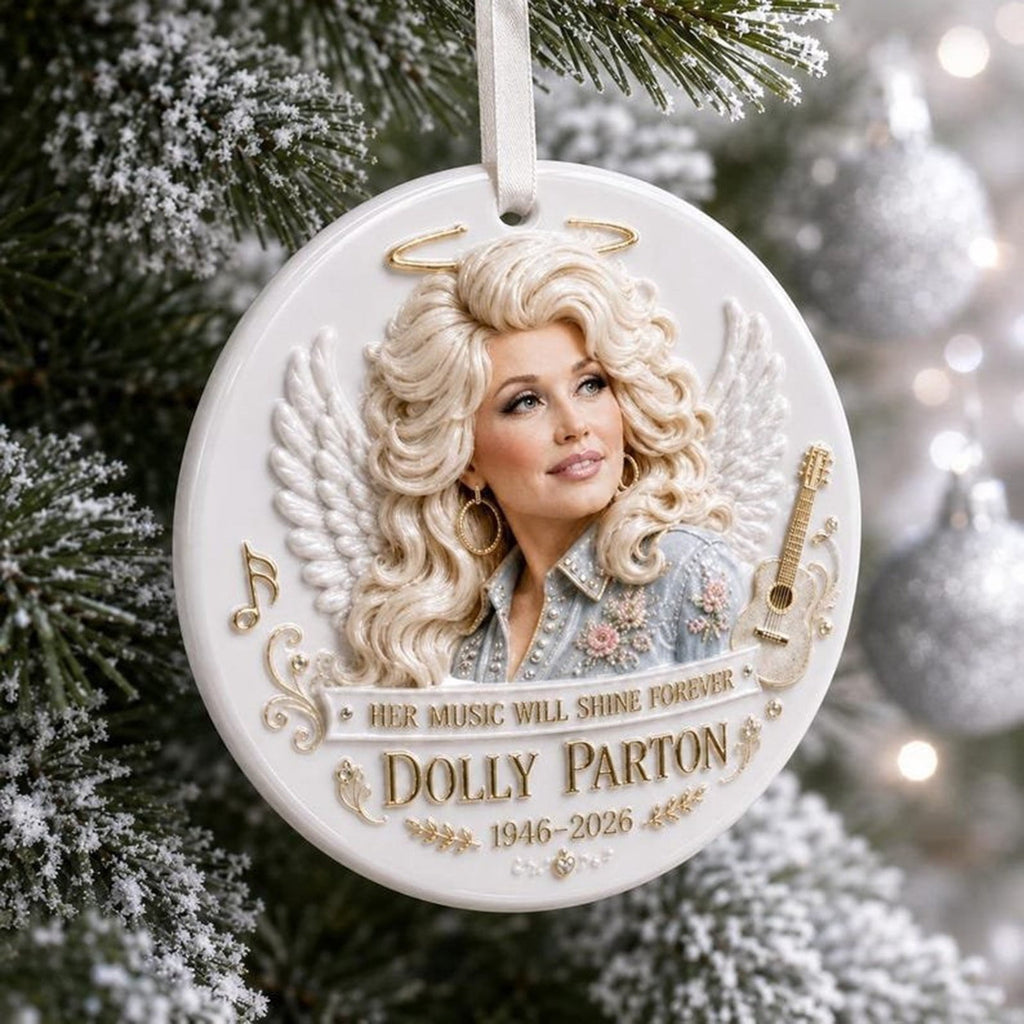 Dolly Memorial Acrylic Christmas Ornament Themed Christmas Ornament for Tree Car Office Home Dolly Themed Xmas Hanging Decor Country Music Holiday Decoration Gift