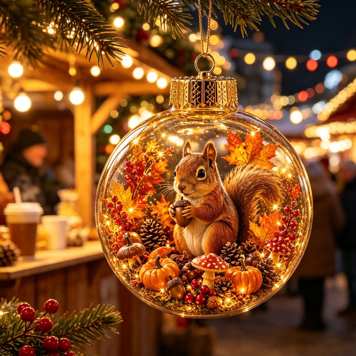 Mivyn Glowing Christmas Story Ornament, 4"Light-Up Mini Holiday Scene with Warm LED Light, Festive Keepsake Gift for Home Christmas Party Decoration,1PCS,